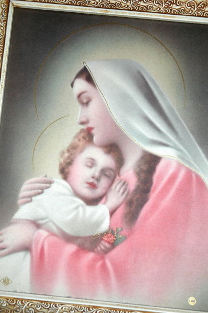 Old Lithograph of the Virgin Mary & Baby Jesus * PRICE REDUCED *
