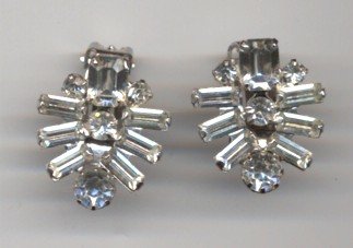 Weiss Rhinestone Clip on Earrings.