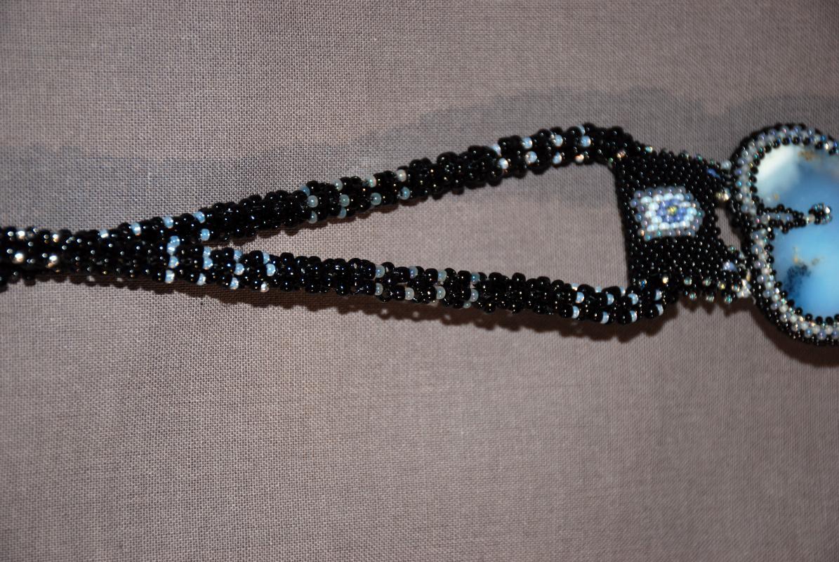 Reversible Dendritic Agate Heart with Beaded Bezel Raw Rope & Silver chain . Statement Necklace