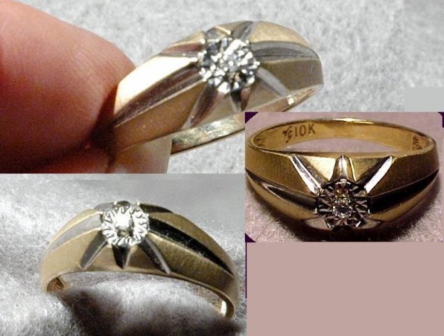 Star Setting 10K gold Diamond Ring ( signed)