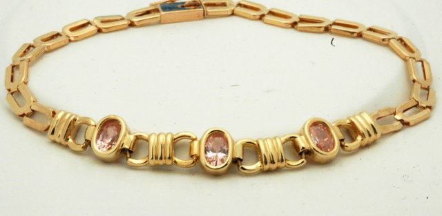 14K gold & Pink Tourmaline Bracelet 6.3gms