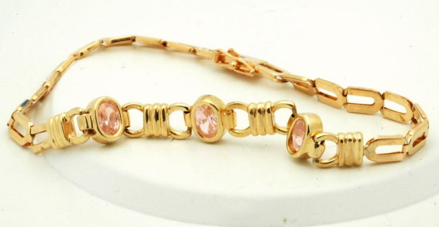 14K gold & Pink Tourmaline Bracelet 6.3gms
