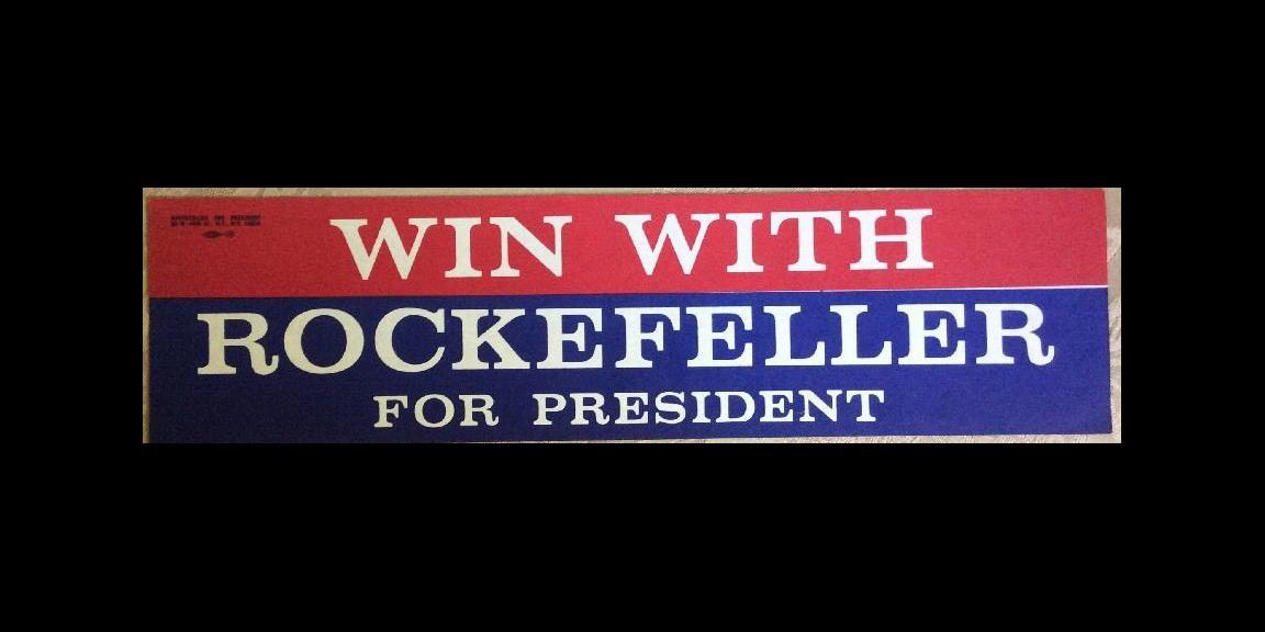1964 Win With Rockefeller for President Bumper Sticker Vintage/ Original