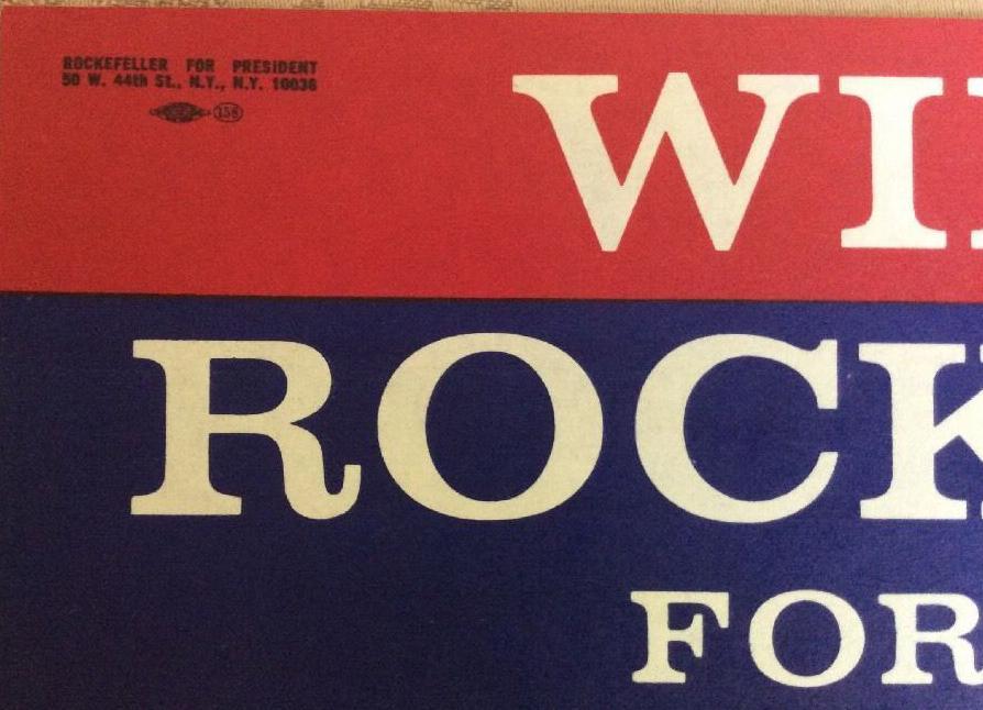 1964 Win With Rockefeller for President Bumper Sticker Vintage/ Original