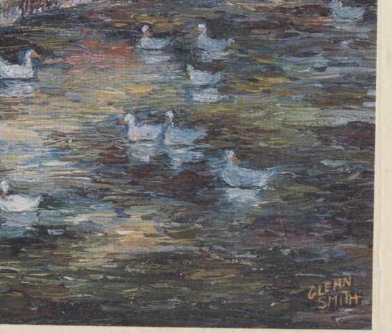 Children Feeding Ducks Lithograph Glenn Smith * PRICE REDUCED * !