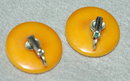 Butterscotch Bakelite Disc Clip On Earrings