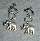 Silver 3d elephant charm screw back dangle earrings