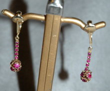 Hot Pink or Fuchsia Rhinetone Ball Dangle Earrings *PRICE REDUCED !**