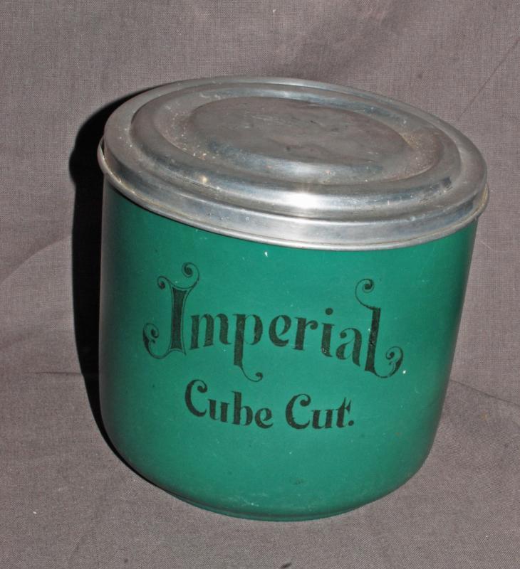 ANTIQUE 19C COAT OF ARMS IMPERIAL CUBE CUT CIGAR TOBACCO JAR Green PORCELAIN