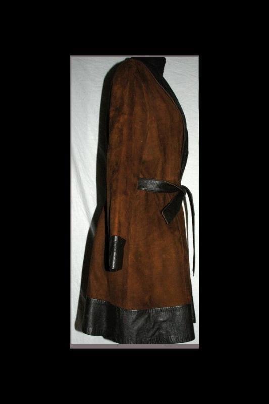 Brown Cabretta Suede Leather Belted Coat Leathers by Jeffery