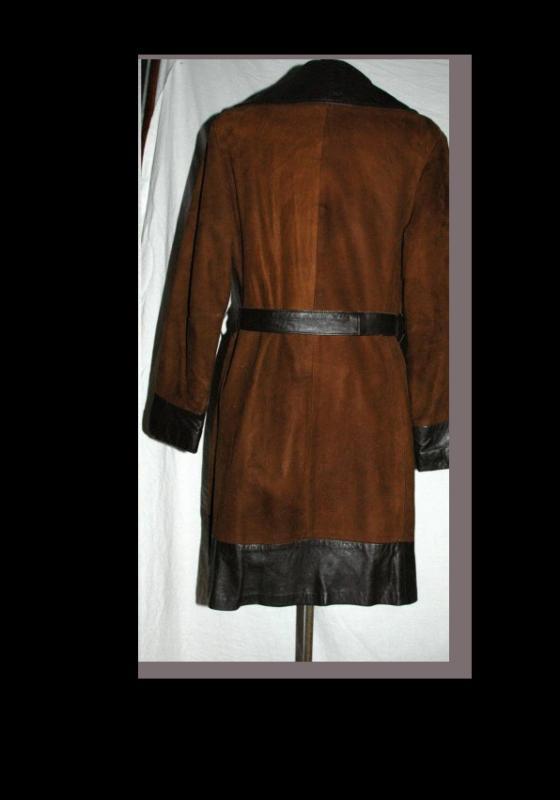 Brown Cabretta Suede Leather Belted Coat Leathers by Jeffery