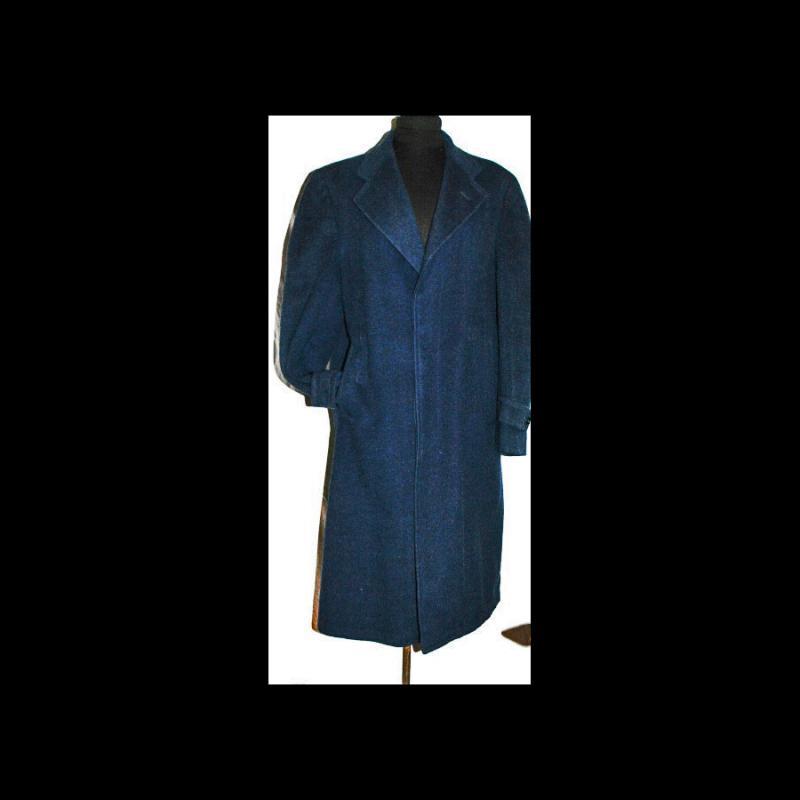 100% Camel Hair Long Overcoat Blue for Men