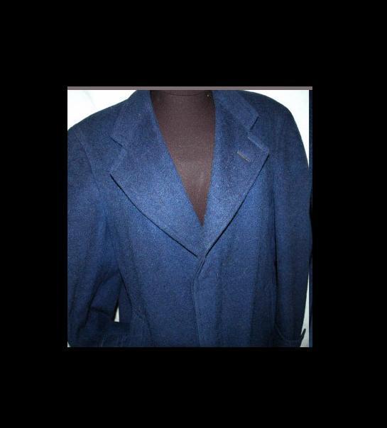 100% Camel Hair Long Overcoat Blue for Men