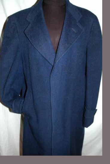 100% Camel Hair Long Overcoat Blue for Men