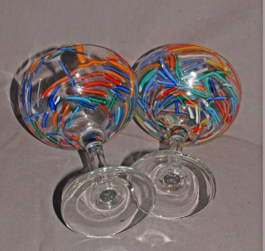2 Confetti Margarita Glasses Mexico Hand Blown Glass
