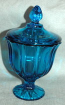 Peacock Blue Footed Candy Dish with Lid