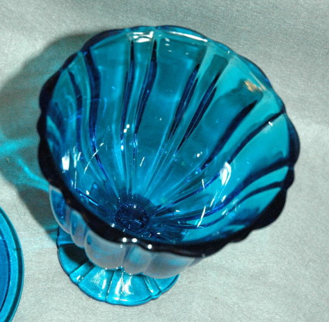 Peacock Blue Footed Candy Dish with Lid