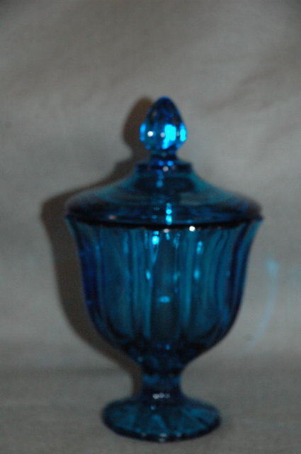 Peacock Blue Footed Candy Dish with Lid