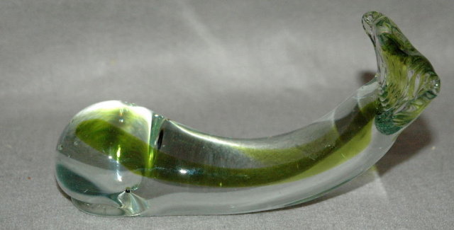 Vintage Stylize Handblown Glass Whale Paperweight