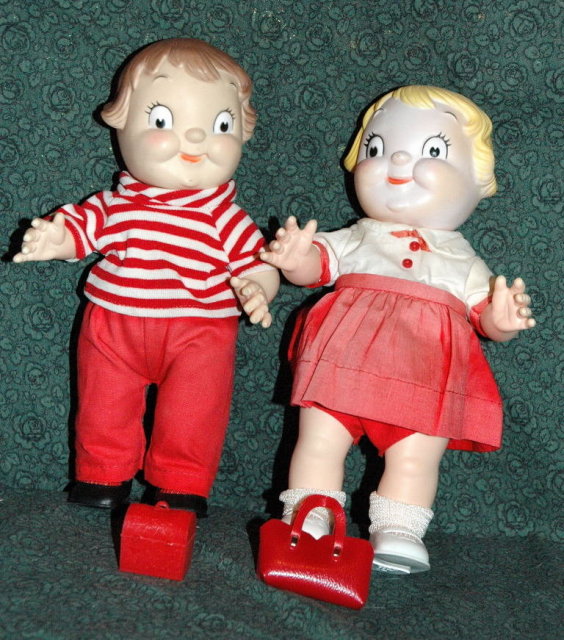 Pair of Campbell Soup Kids Dolls complete with lunch box and purse