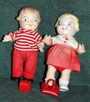 Pair of Campbell Soup Kids Dolls complete with lunch box and purse