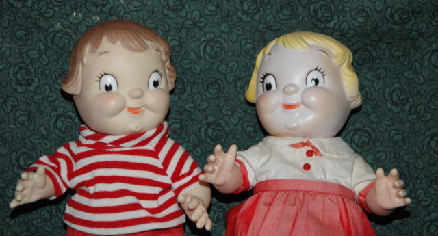 Pair of Campbell Soup Kids Dolls complete with lunch box and purse