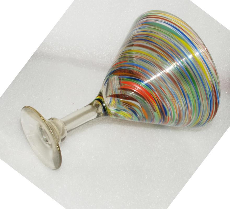 Mexican Blown Glass Stemware, Margarita or Martini, Splatter Swirl Confetti