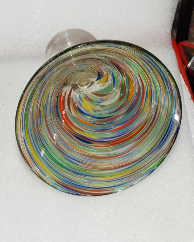 Mexican Blown Glass Stemware, Margarita or Martini, Splatter Swirl Confetti