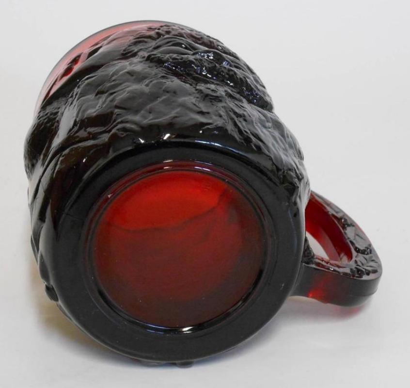 Ruby Red Glass 3D Santa Christmas Mug Cup by Arcoroc France.