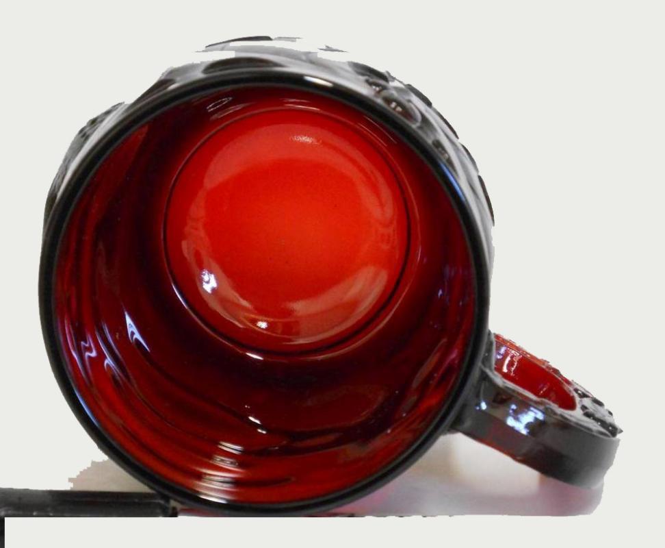 Ruby Red Glass 3D Santa Christmas Mug Cup by Arcoroc France.