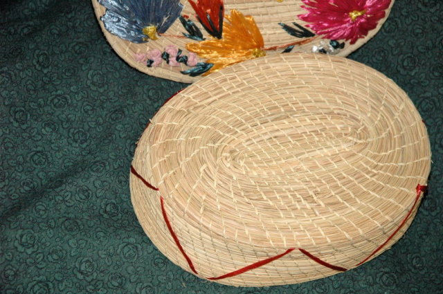 Vintage Grass Basket with Decorated Lid