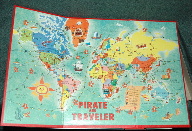 1960 Pirate and Traveler Game Melton Bradley #4563 A World Georgraphy Game