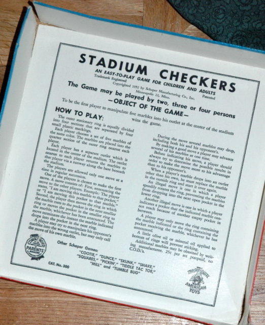1952 Stadium Checkers Game