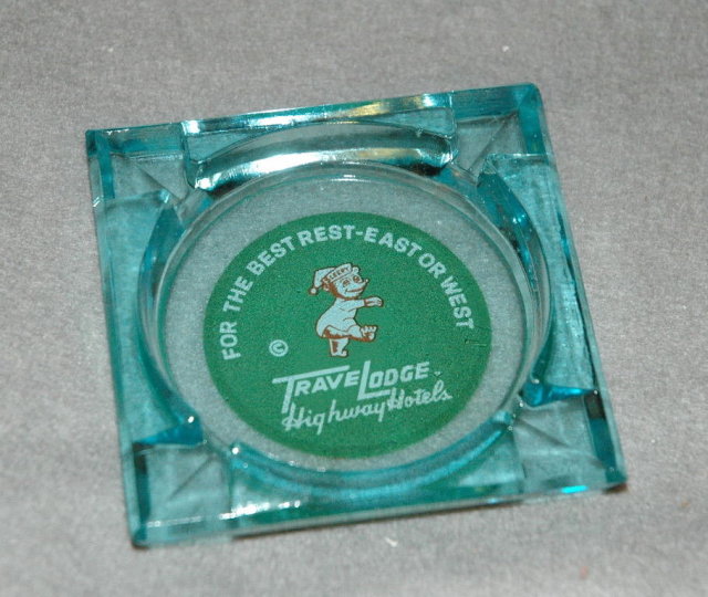 2 Vintage Glass TraveLodge Ashtrays -***PRICE REDUCTION!***