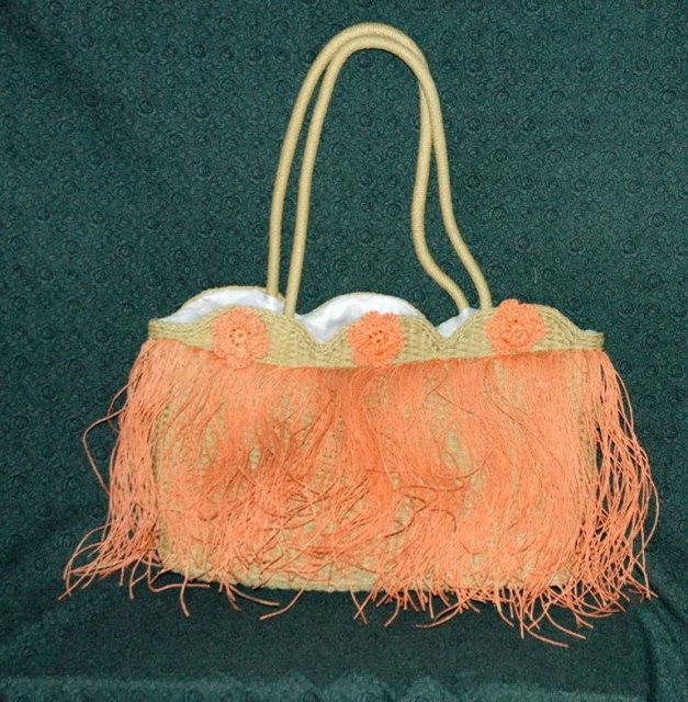 Hawaiian Grass Surf's Up Beach Tote Bag with Finge ** PRICE REDUCED!**