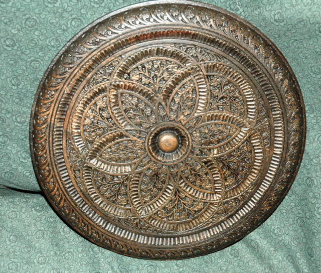 Intricately Carved Wood Medallion Wall Plaque