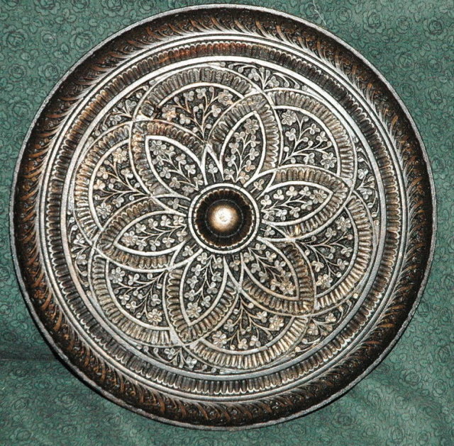 Intricately Carved Wood Medallion Wall Plaque