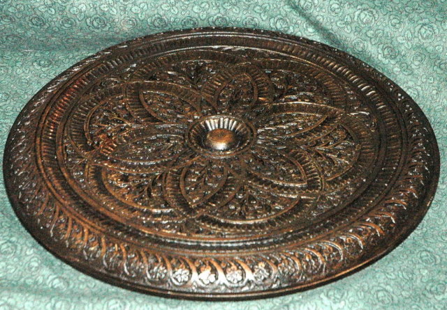 Intricately Carved Wood Medallion Wall Plaque