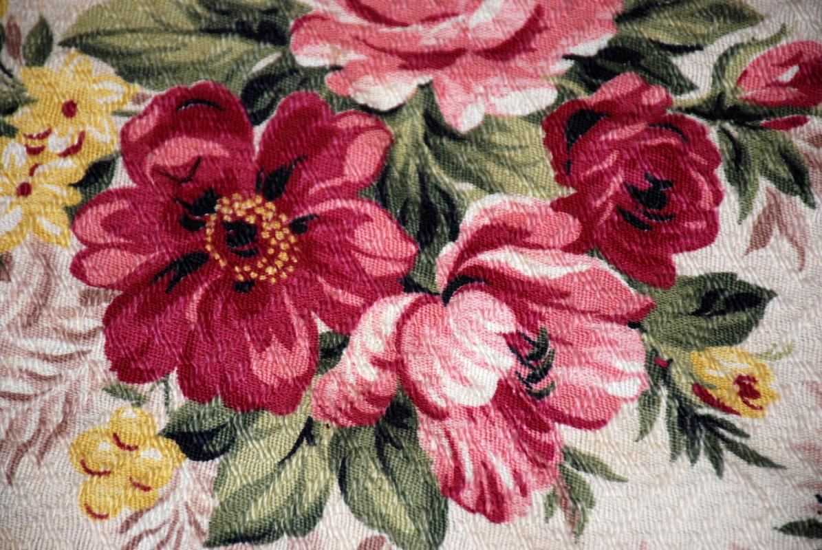 Vintage Bark Cloth Fabric Curtain Panel Remnant 57
