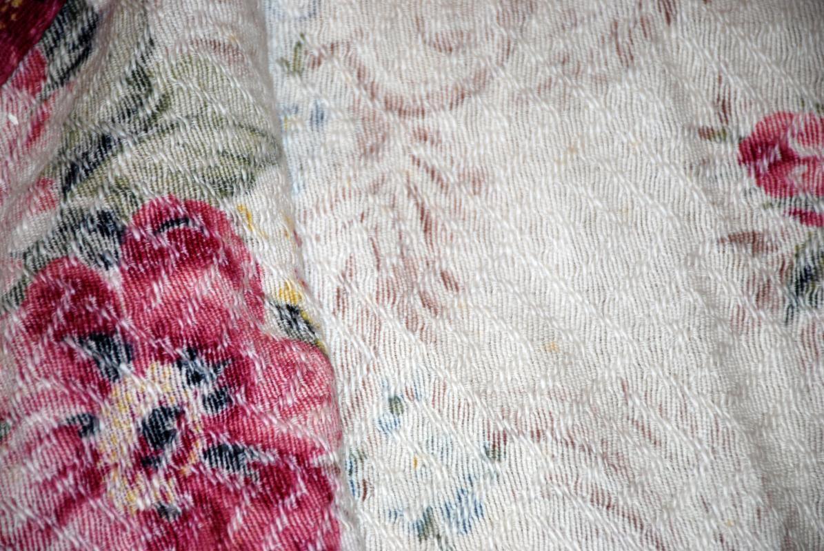 Vintage Bark Cloth Fabric Curtain Panel Remnant 57