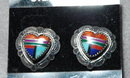 Sterling Silver Heart Gemstone Inlay Earrings