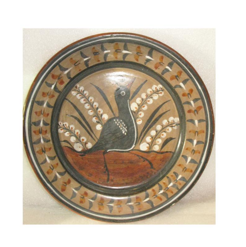 Tonala Burnished Bruñido Pottery Plate with Quail 9