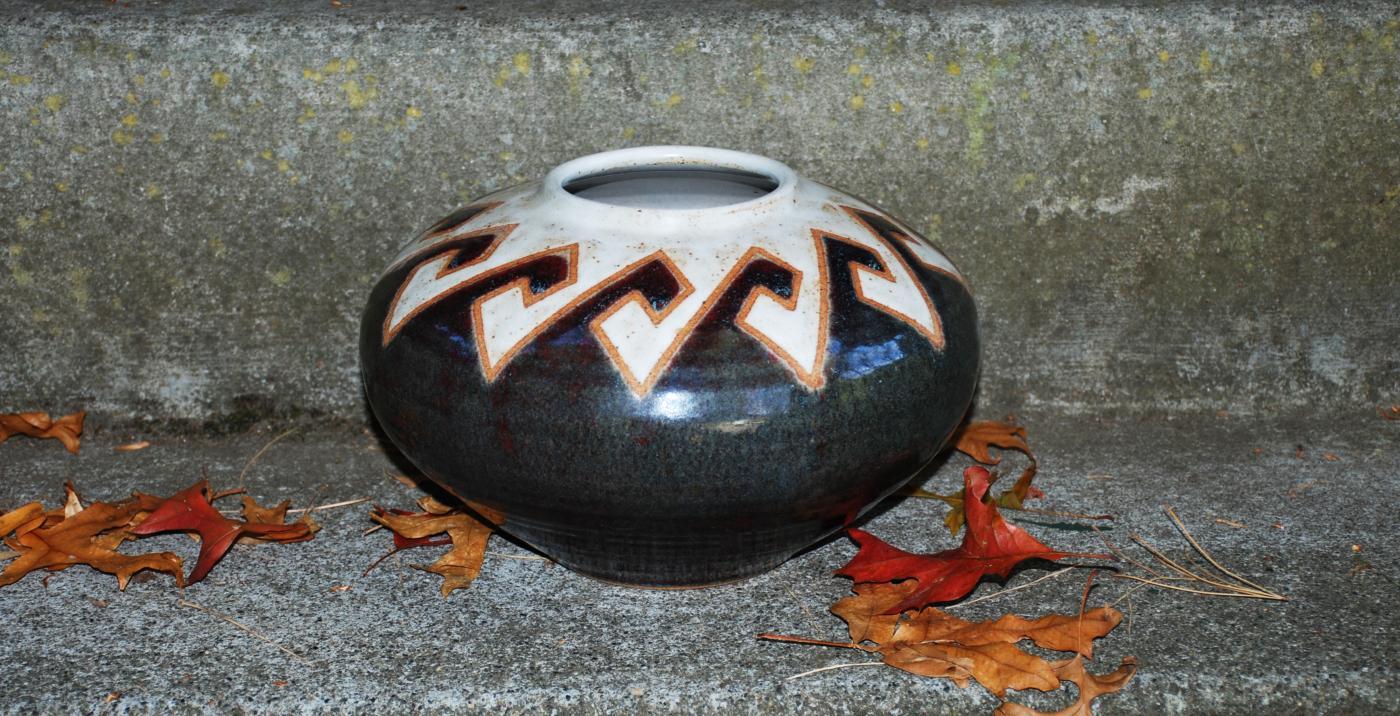 Southwestern / Tribal Coiled Stoneware Pot Signed