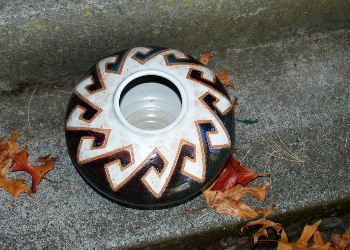 Southwestern / Tribal Coiled Stoneware Pot Signed