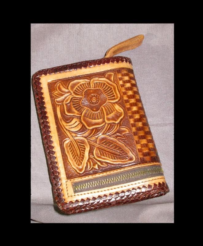 Tooled Leather Wallet with Mirror, ( Hecho en Mexico) From Mexico