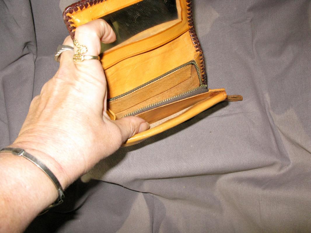 Tooled Leather Wallet with Mirror, ( Hecho en Mexico) From Mexico