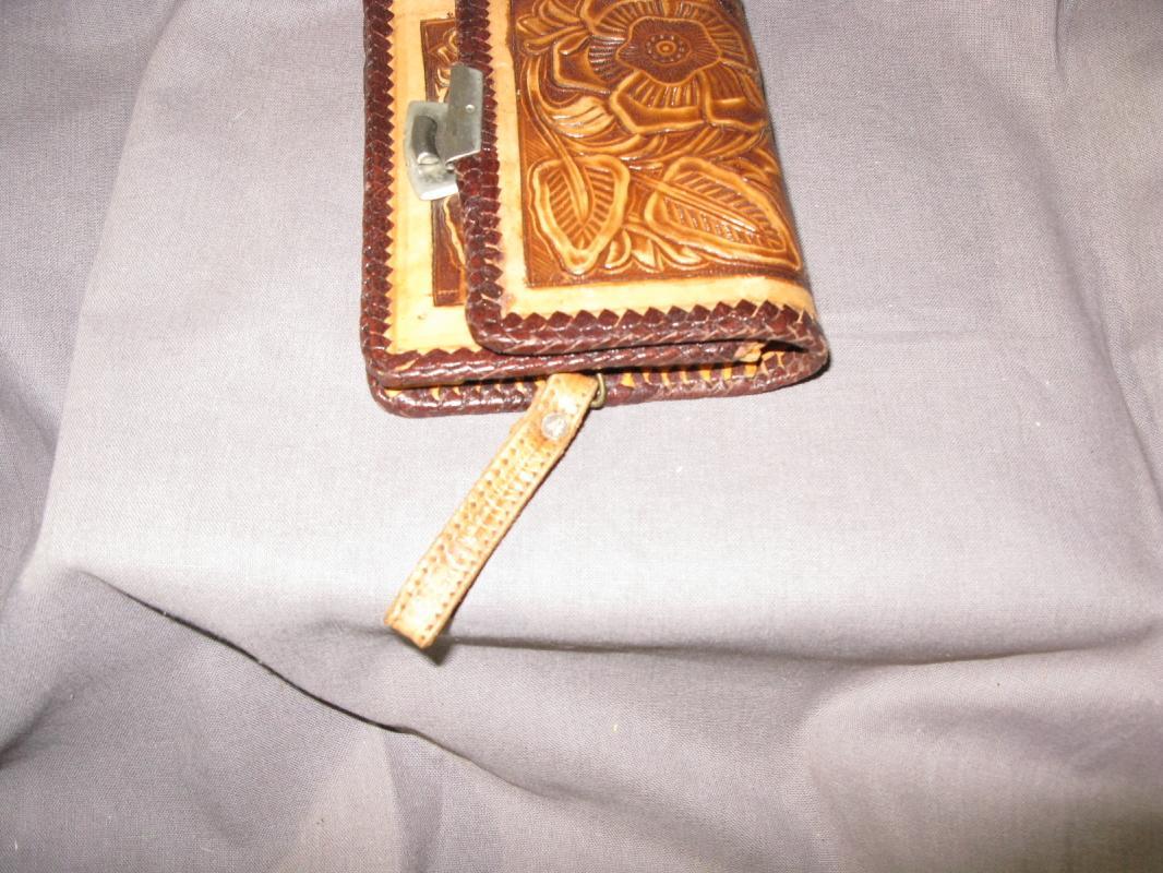 Tooled Leather Wallet with Mirror, ( Hecho en Mexico) From Mexico