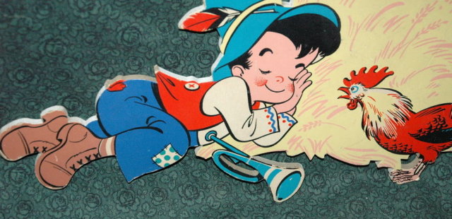 Large Vintage Heavy Cardboard Little Boy Blue