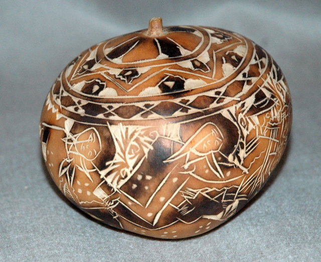 Hand Carved Peruvian Gourd