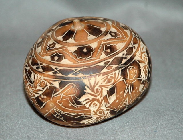Hand Carved Peruvian Gourd